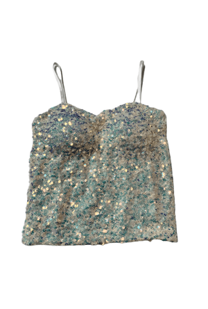 Champagne Iridescent Sequin Crop Top