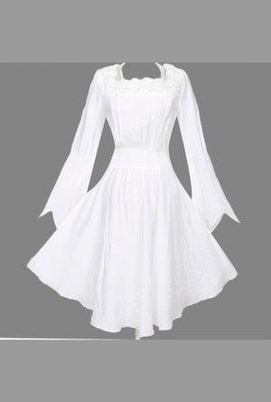 White Renaissance Bell Sleeve Dress