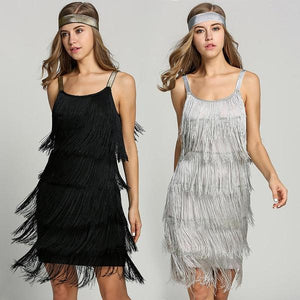 Grey Fringed 1920'S Flapper Dress