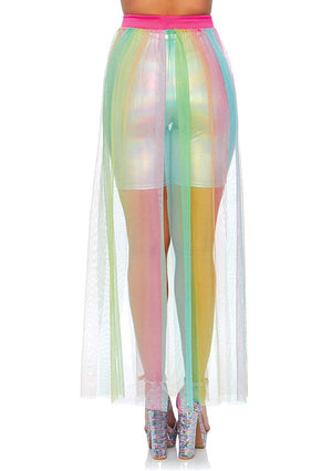 Rainbow Multi Slit Sheer Skirt