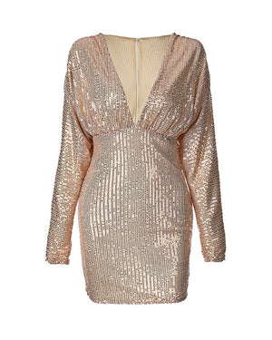 Gold Sequin Batwing Dress