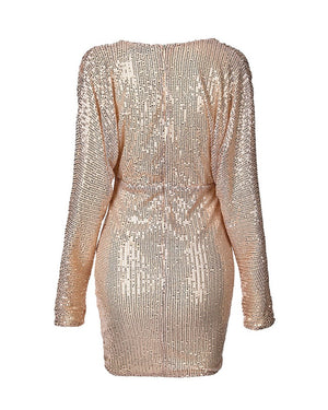 Gold Sequin Batwing Dress