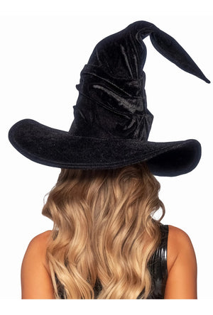 Black Velvet Ruched Witch Hat