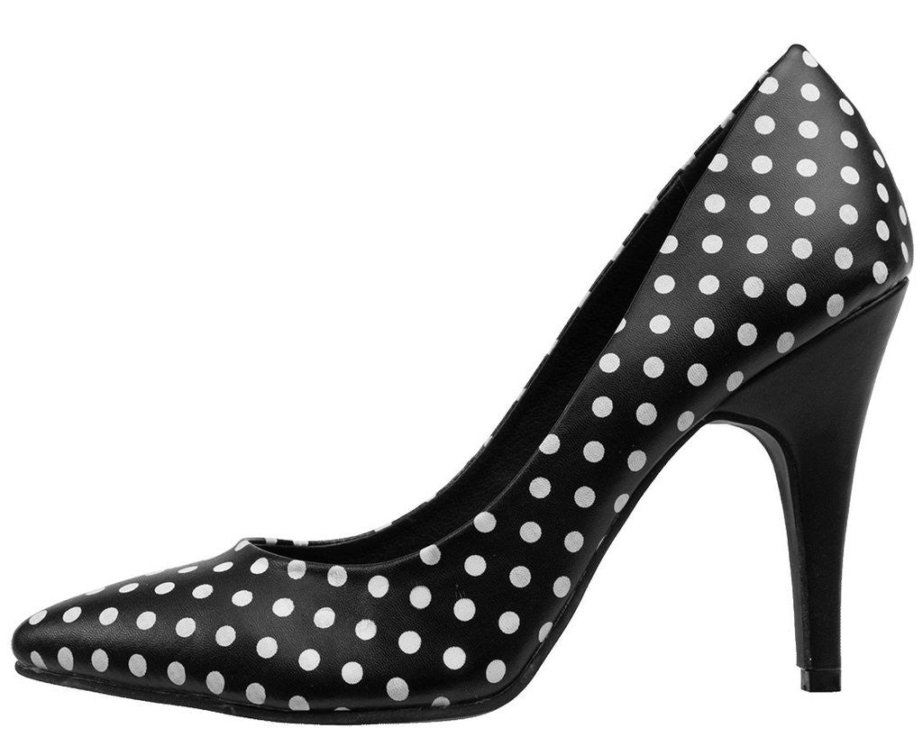 black white polka dot heels