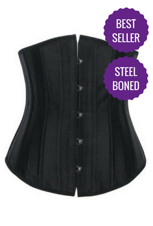 Steel Boned Black Satin Underbust