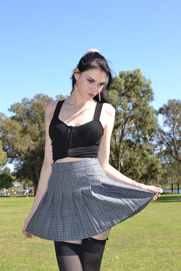 Grey Plaid Skirt