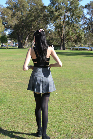 Grey Plaid Skirt