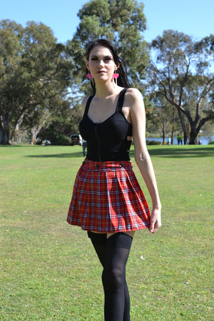 Adjustable Red Plaid Skirt