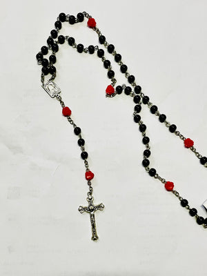 Red roses Rosary Beads cross necklace