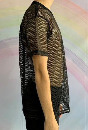 Black Short Sleeved Fishnet T-Shirt