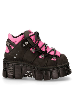 PRE-ORDER M-106-C26 New Rock Black & Pink Platform Shoes