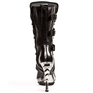 IN STOCK M.PUNK001-C1 Ladies Calf High Black Leather Boots