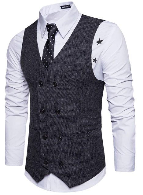 Dark Grey Tweed Double-Breasted Men's Vest Perth | Hurly Burly - Hurly ...