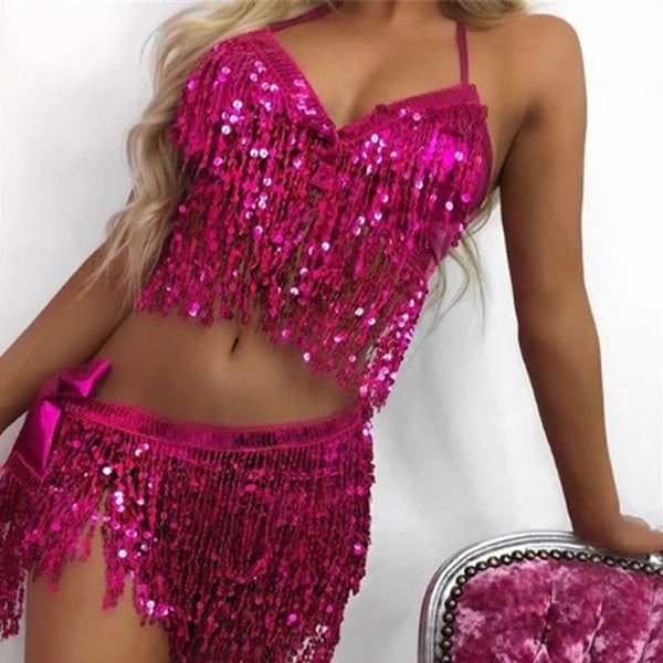 Hot Pink Sequin Wrap Around Skirts