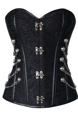 Steel Boned Black Steampunk Chain Corset