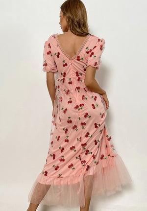 Cherry Fields Long Pink Dress