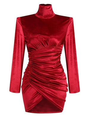 Red Velvet Wrap Dress