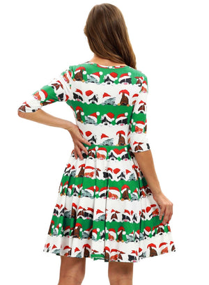 Cat and Dog Striped Christmas Dress