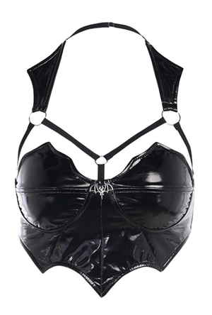 Black Bat Bustier Crop Top