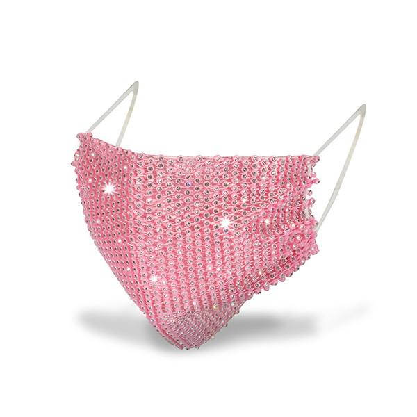 Pink Rhinestone Face Mask