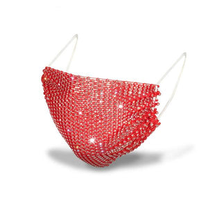 Red Rhinestone Face Mask