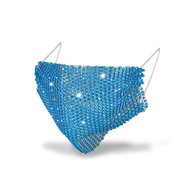 Aqua Blue Rhinestone Face Mask