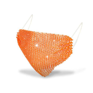 Orange Rhinestone Face Mask