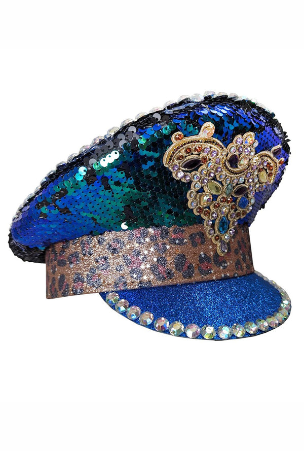 Aqua Cheetah Crystal Festival Hat