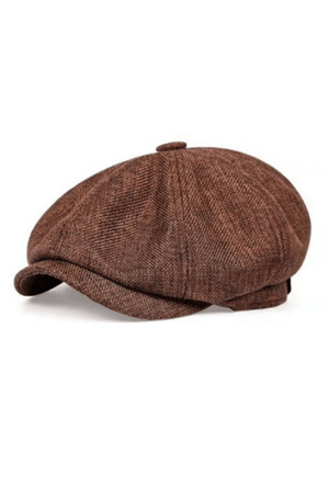 Brown Woven News Boy Cap