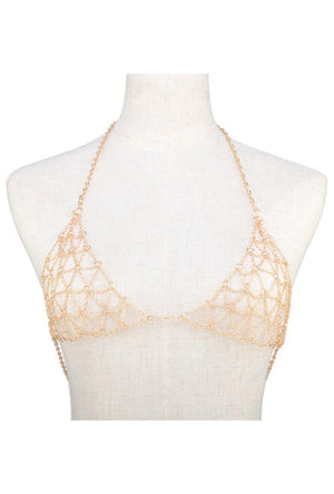 Gold Ring Chain Triangle Bra