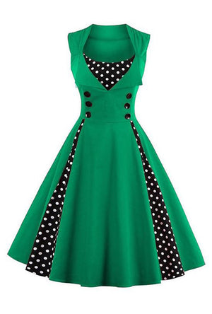 Green Polka Dot 1950's Swing Dress