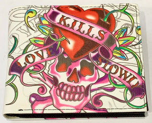 Wallet Love Kills Slowly Skull White