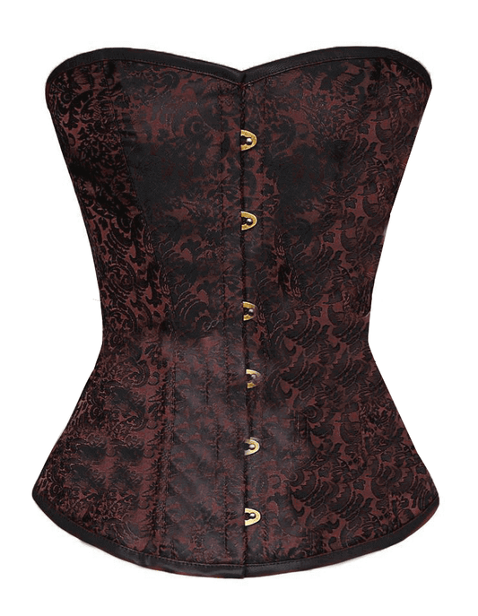 Steel-Boned Black Steampunk Corset with Jacquard and Zip Detail