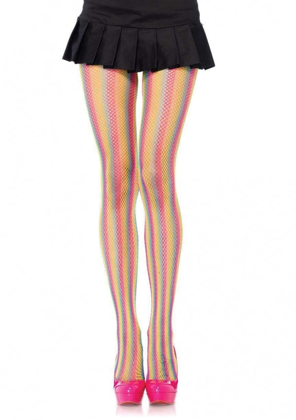 Neon Rainbow Fishnet Tights