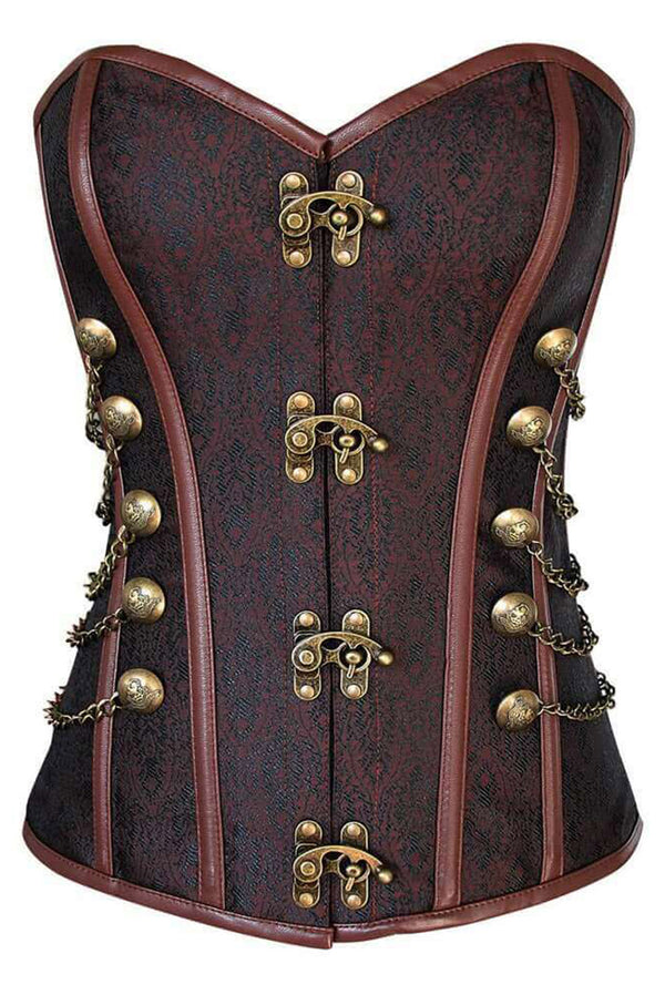 Steel Boned Brown Steampunk Chain Corset