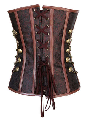 Steel Boned Brown Steampunk Chain Corset