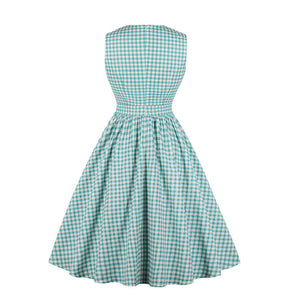 Retro Mint Green Checked Dress