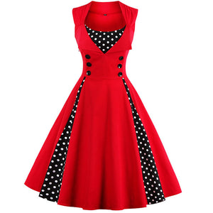 Red Polka Dot 1950's Swing Dress