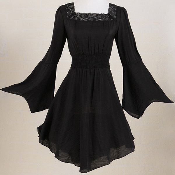 Black Renaissance Bell Sleeve Dress