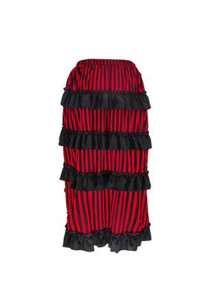 Red Stripe High-Low Steampunk Skirt