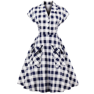 Blue and White Checked 50's Dress