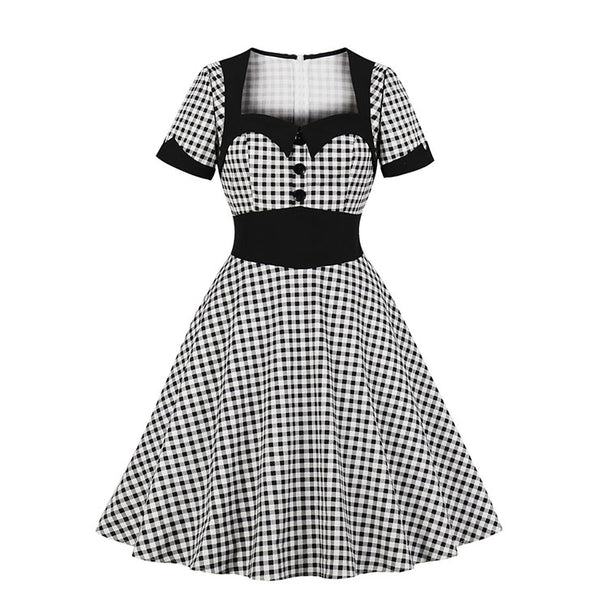 Vintage Black and White Check Dress