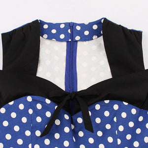 Royal Blue Retro Polka Dot Dress