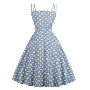 Pale Blue Summer Polka Dot Dress