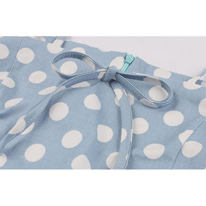 Pale Blue Summer Polka Dot Dress