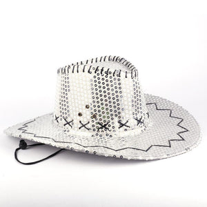 Sequinned Silver Cowboy Hat