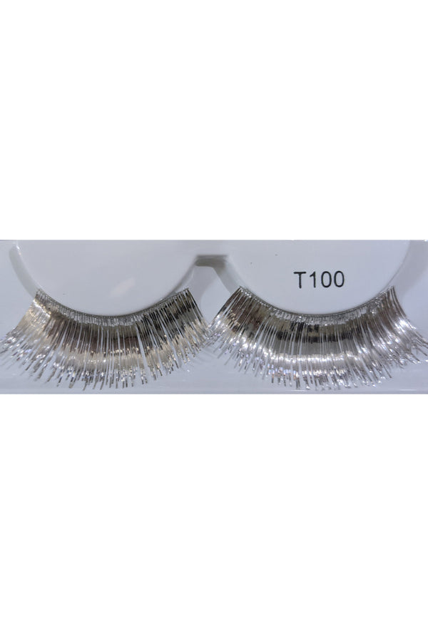 Bright Metallic Silver Fake Eyelashes