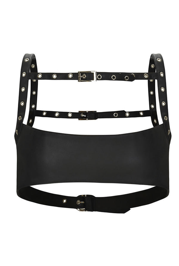 Black Steampunk Pleather Underbust Harness