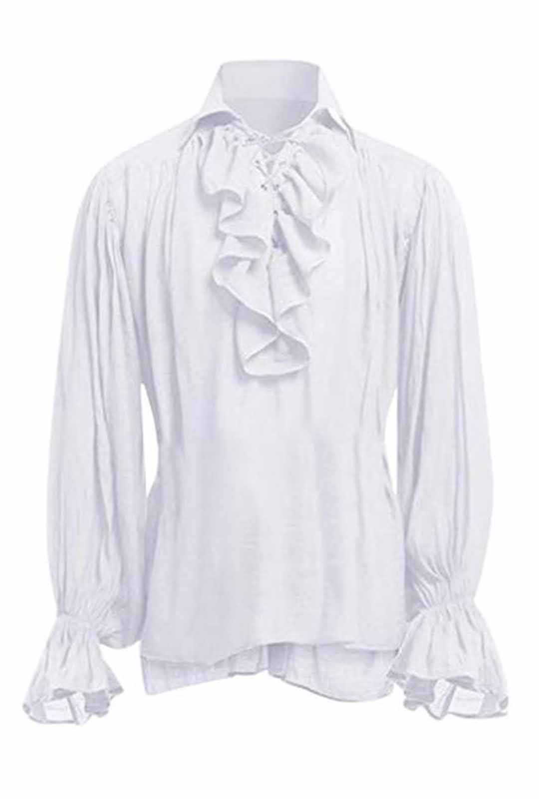 Men's White Ruffled Pirate Shirt Perth | Hurly Burly - Hurly-Burly