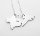  Gold Two Best Friendship State Necklace - Nanvo.com